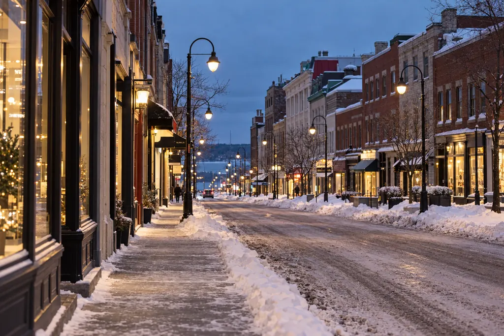 La rue des Forges, un soir d'hiver